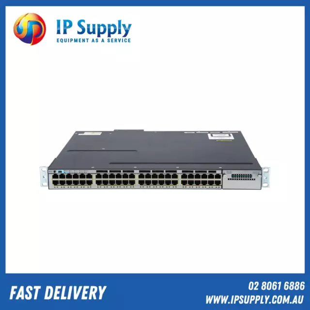 Cisco WS-C3750X-48PF-L 48 Port Full PoE LAN Base Switch w/ C3KX-NM-1G 1100WAC