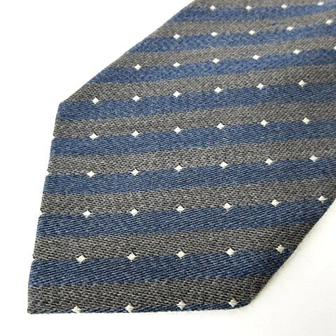 Giorgio Armani Black Tag Tagged Wool Silk Tie Regimental Stripes a609