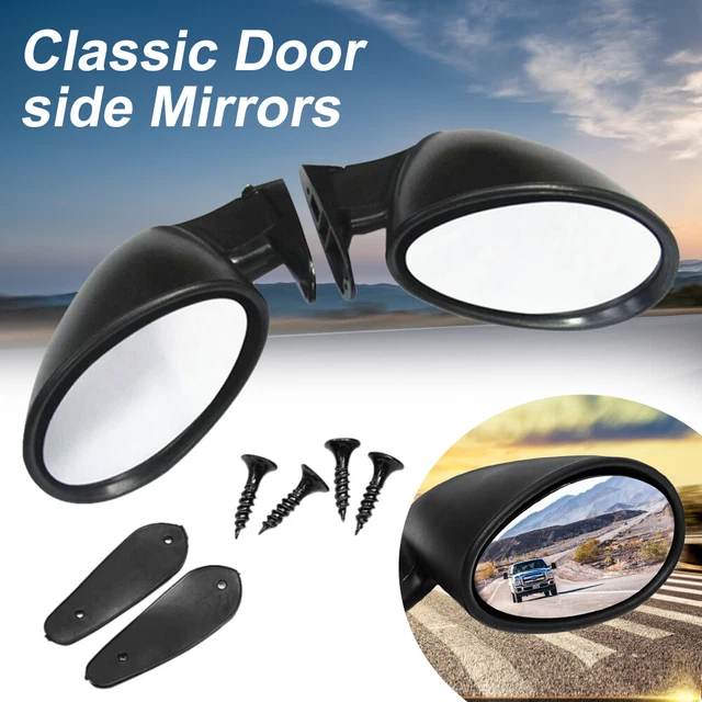 2x Universal Classic Car Door Side Mirror & Gaskets Vintage Black L+R Replace US