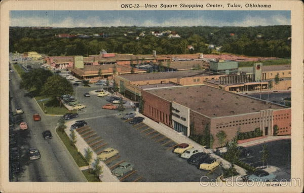 Tulsa,OK Utica Square Shopping Center Oklahoma Oklahoma News Co. Linen Postcard