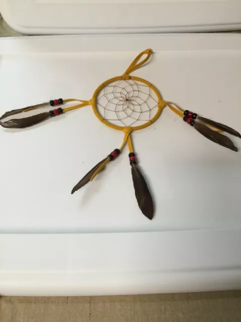 Navajo Native American Dream Catcher Curtis Bitsui Dream Catcher 4" Tanish Wow !