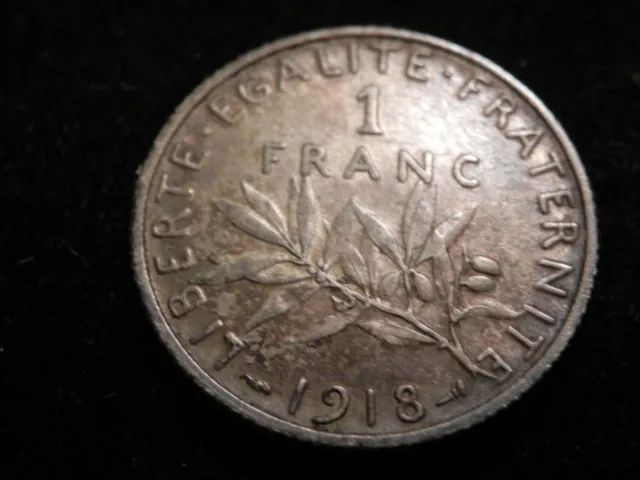 1918 France Silver 1 Franc High Grade Coin Bb244