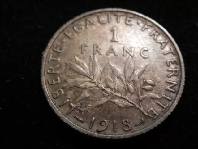 1918 France Silver 1 Franc High Grade Coin Bb244