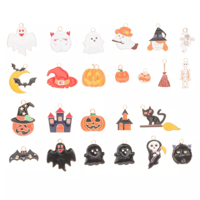 24 Pcs Bat Charms Enamel Pumpkin Pendants Halloween Oil Drop Bracelet