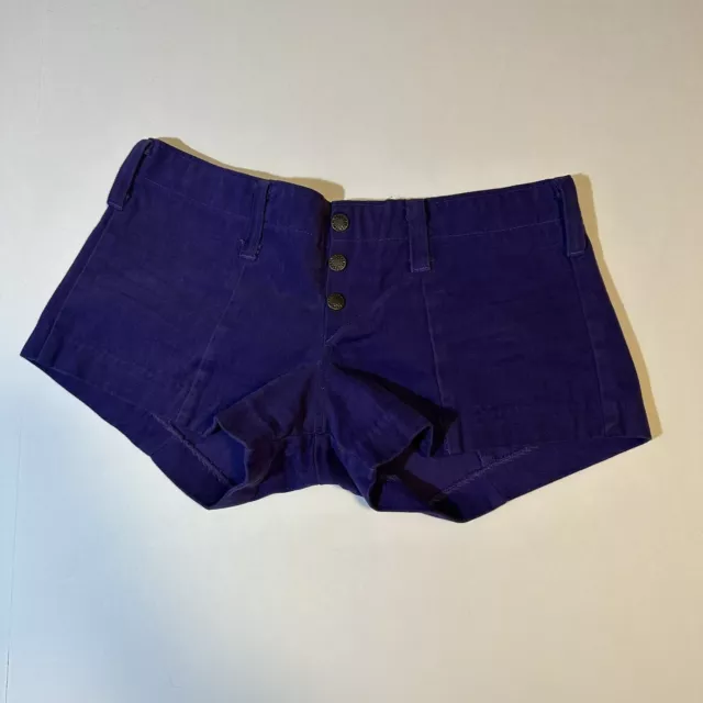 Vtg 60s 70s Short Shorts Daisy Dukes Purple Snap Up Fly 30x1.5 Soft Festival