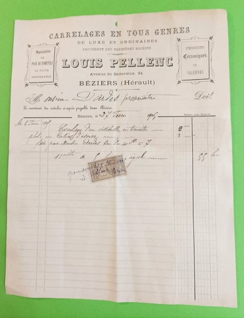 Ancienne Facture Cycles Tendil & Cie (Alès) – Document Vélo Vintage, 1937