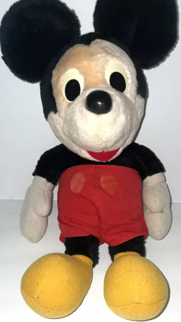 Mickey Mouse Stuffed Toy 14” Plush Doll 1970's Vintage Walt Disney