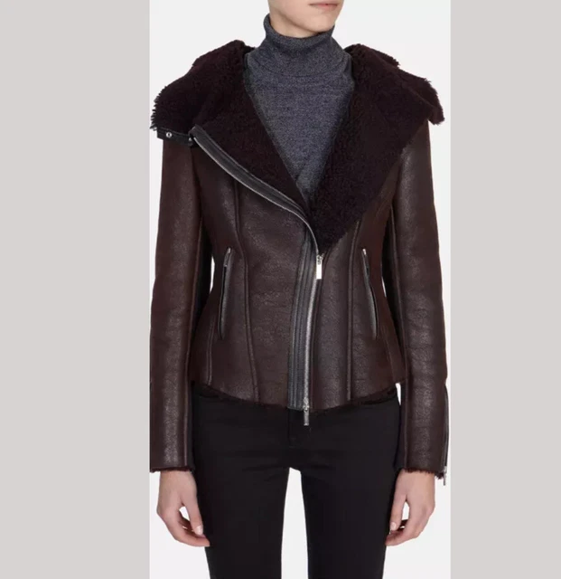 Karen millen deals aubergine leather jacket