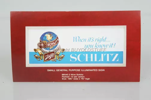 ORIGINAL Schlitz Beer ILLUMINATED SIGN Dealer Advertising  Card OLD STOCK