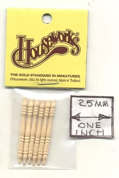 Spindles  12019 furniture parts wood dollhouse miniature Houseworks 6pcs