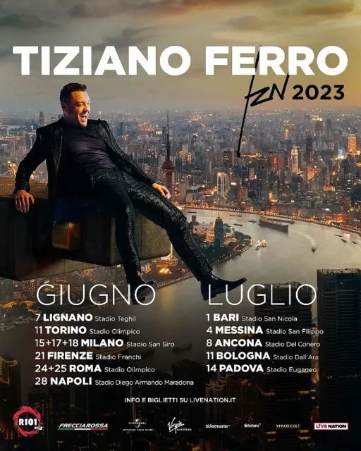 2 biglietti prato gold concerto Tiziano Ferro stadio Bologna 11 luglio 2023