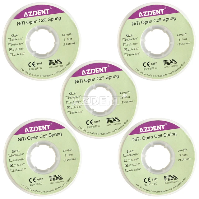 5X Resorte en espiral abierto Niti de ortodoncia Dental Dia.012 pulgadas 914mm