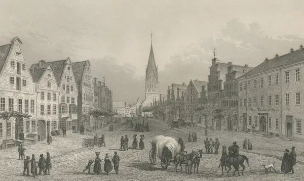 LÜNEBURG - Gesamtansicht - G. G. Lange - Stahlstich um 1850