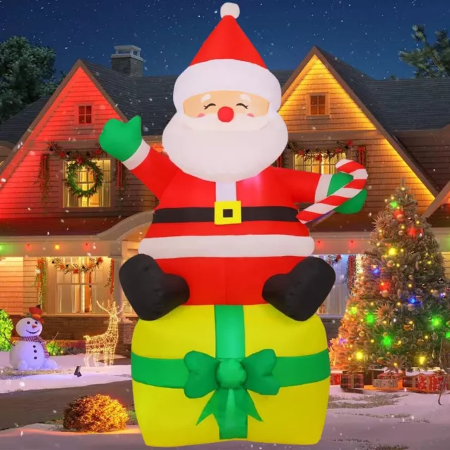 7 FT Christmas Inflatables Santa Claus Outdoor Decorations Blow Up Yard Gift ...