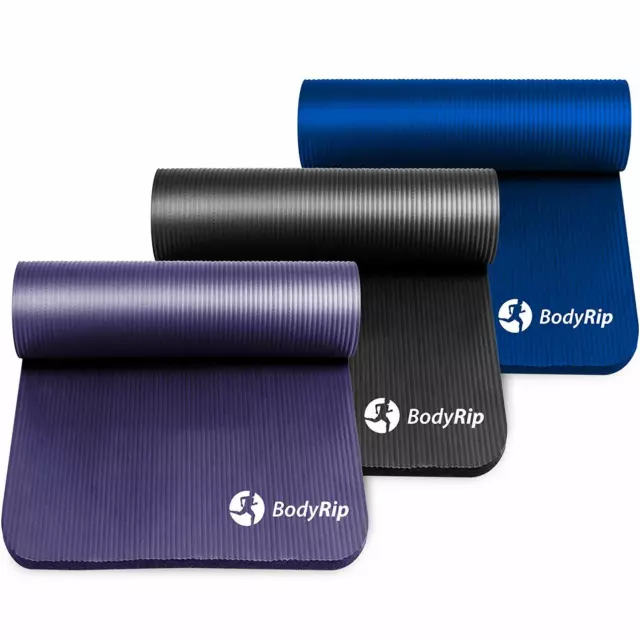 BodyRip Thick Yoga Mat Pilates Exercise 15mm NBR Foam With Carry Strap Fitness