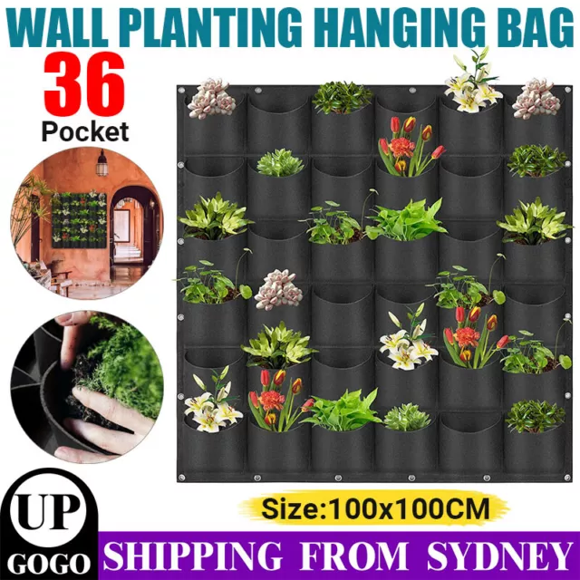 36 Pocket Vertical Garden Wall Planting Hanging Bag Planter Outdoor for Herbs AU