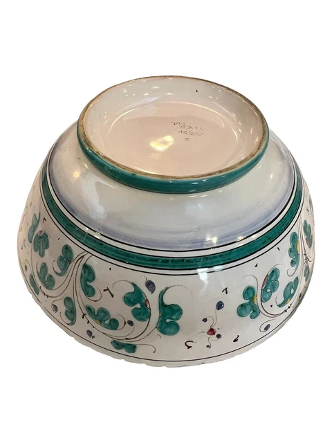 Vintage Majolica Deruta Italy  Pottery Green Rooster Bowl 10” X 4” Italian 3