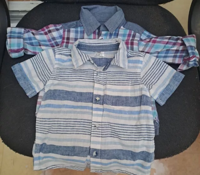 2 Baby Boy Short Sleeve Shirts - 6-9 Months - F&F And Mothercare