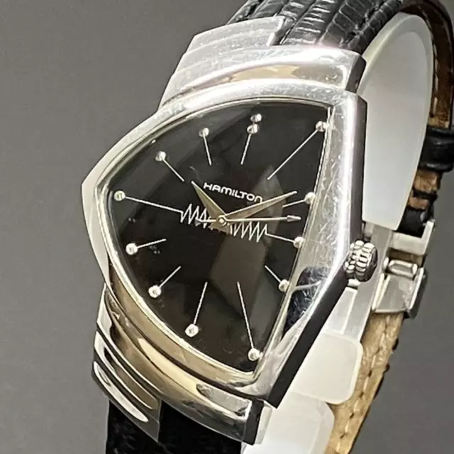 HAMILTON VENTURA H244110 Quartz Watch Black Silver Used