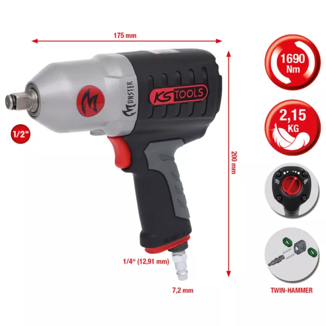 KS Tools 1/2 " Monster Hochleistungs-Druckluft-Schlagschrauber, 1690NM