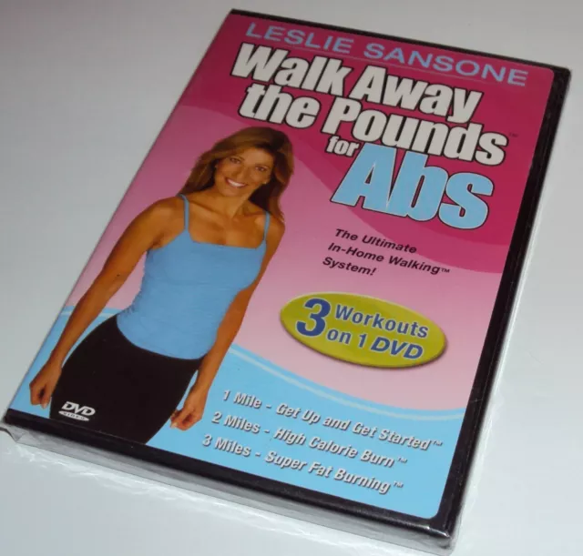 Leslie Sansone Walk Away the Pounds for Abs 1 2 3 Miles Walking Workout DVD NEW