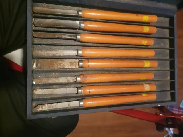 Vintage Craftsman Wood Turning Lathe Chisel Tool Set in Original Case 8 pc