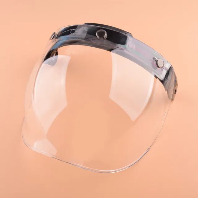 3-Snap Motorcycle Retro Helmet Bubble Visor Flip Up Face Shield Lens