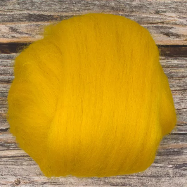 Corriedale Top (Dyed Buttercup) 100g Wool Roving Spinning Fibre Felting Yellow