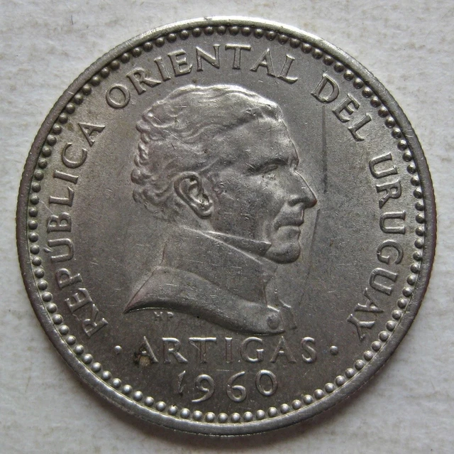 Decent Uruguay 1960 José Gervasio Artigas Fifty Centésimos Coin (Km# 41)