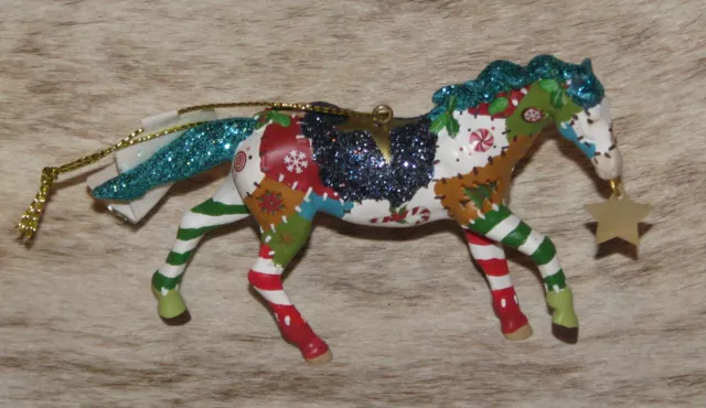 TRAIL OF PAINTED PONIES Holiday Patchwork Pony Ornament~2.5" Tall~Christmas 2023