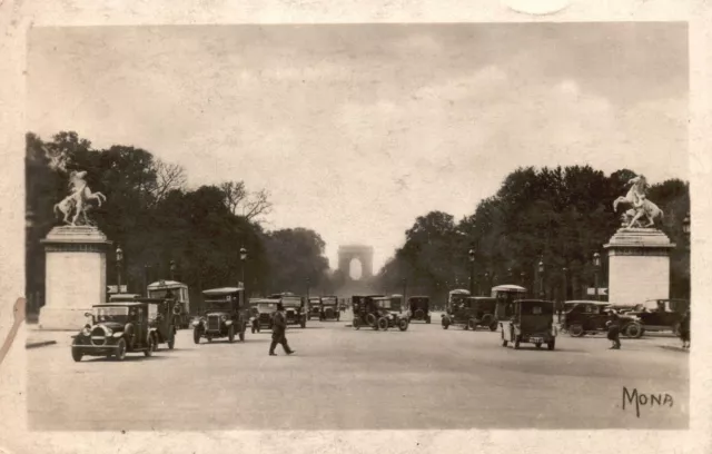 Vintage Postcard 1930 View Champs Elysees Avenue Paris France FR