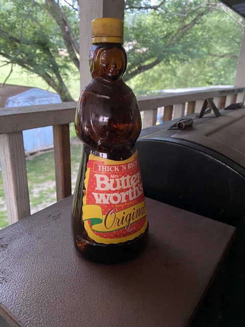 10” Vintage Mrs. Butterworth’s Syrup Glass Bottle 24oz Original Buttered Syrup