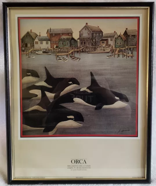 Lowell Herrero Orca Family Killer Whale Dolphin Cetacean WW058 Framed Lithograph