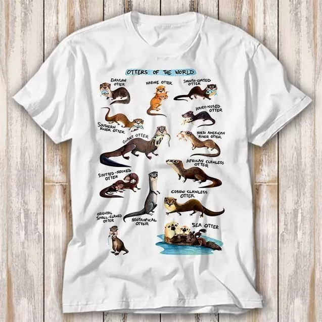 Otters of the World Name List T Shirt Adult Top Tee Unisex 4186