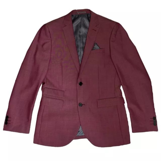 Burgundy Two Piece Suit Next UK Size 38 Short Slim Fit Wool Blend Occasion Wear