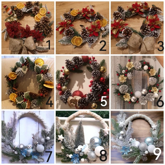 Handmade Christmas Wreath table wall door hanging decoration with pine cones