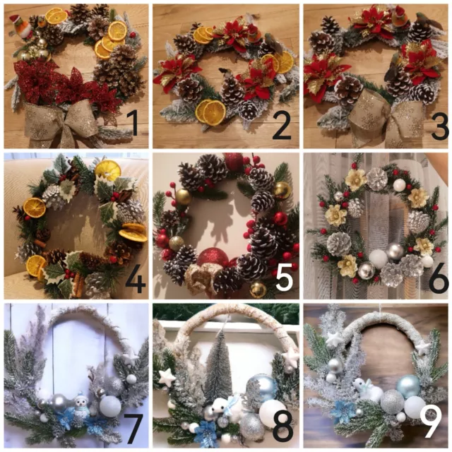 Hecho a mano corona de Navidad mesa puerta colgante decoración con conos de pino