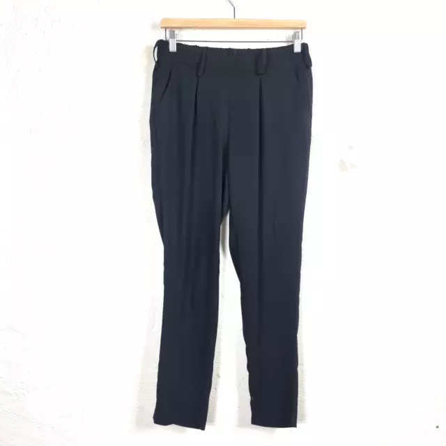 PREVIEW Womens Dress Pants Size 8 Black Mid Rise Tapered Front Pleat
