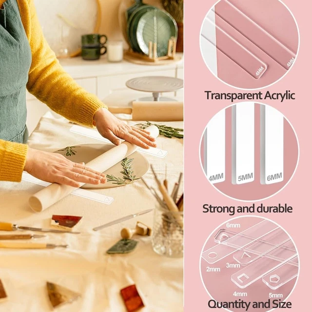 5 Paires De Guides D'Épaisseur Pour Rouleau à Pâtisserie - 2/3/4/5/6 Mm - Pour Argile Polymère, Pâte à Modeler