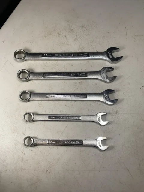 CRAFTSMAN TOOLS - Lot Of 5 Combination Wrenches (12mm,13mm,16mm,17mm,19mm)