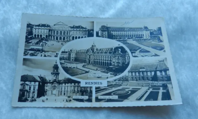 CPSM carte postale Rennes / Hôtel de Ville Palais de Justice Théâtre ... 1956