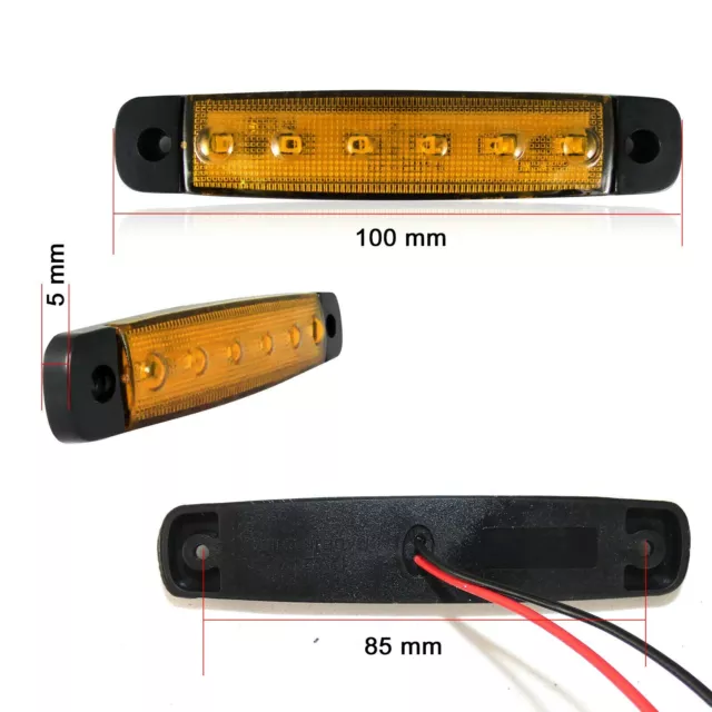 10 Pcs Orange Amber 12v 6 Led Side Marker Indicators Lights Truck Trailer E Mark 2