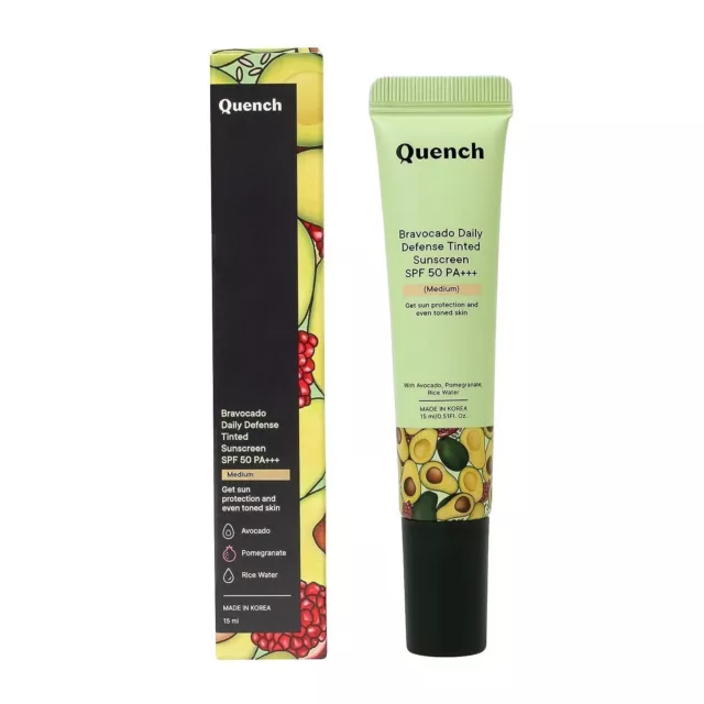 Quench Botanics Bravocado Daily Defense Tinted sunscreen SPF 50 PA+++Medium 15ml