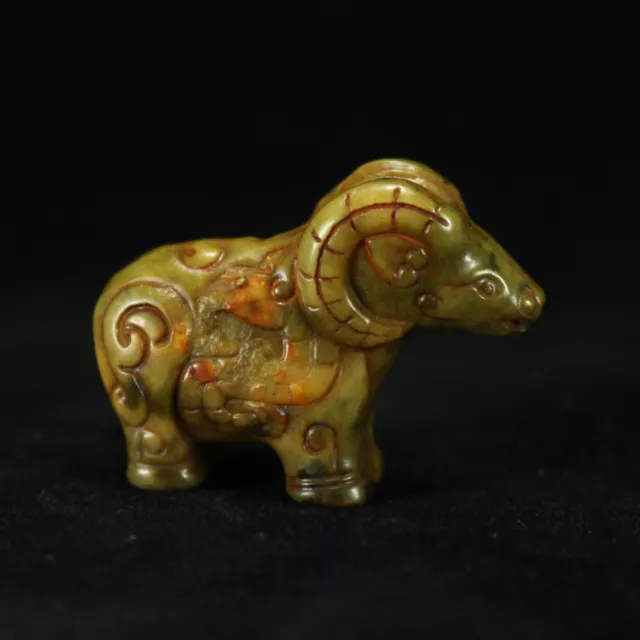 Unique Chinese Old Jade Hand Carved Auspicious God Beast Sheep Statues Amulets