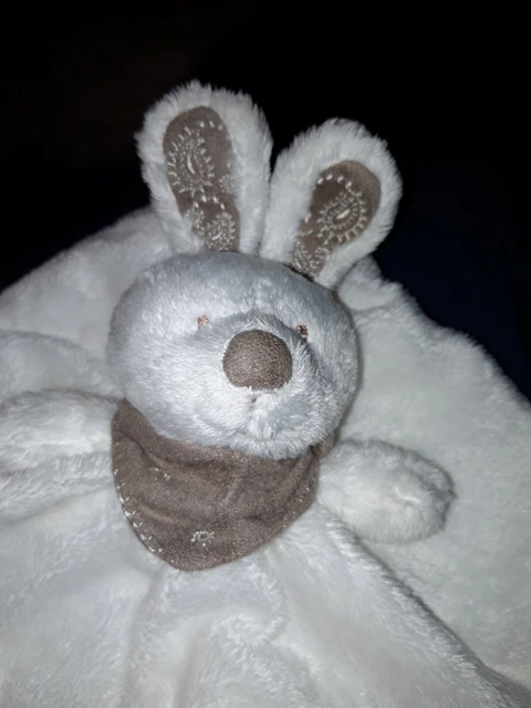 Dp1  Simba Toys Doudou Lapin Plat Blanc Ecru Bandana Marron Nicotoy Ttbe 2