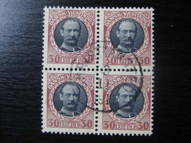 DANISH WEST INDIES Sc. #48 scarce used stamp block of 4! SCV $240.00