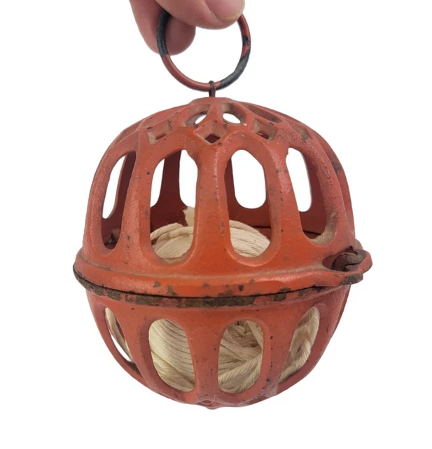 Original Paint Antique Cast Iron Orange Hanging Yarn Holder Display