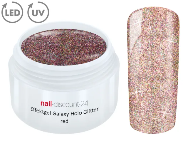UV LED Effekt Gel Galaxy Holo Glitter RED Farb Color Nagel Glitzer Nail Art Rot