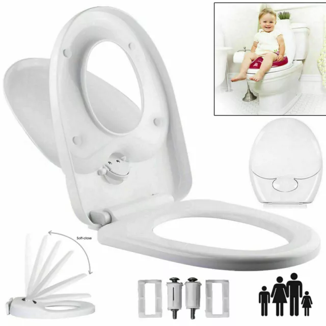 Family Friendly Child Kids Toilet Seat Soft Close Potty Training Quick Release