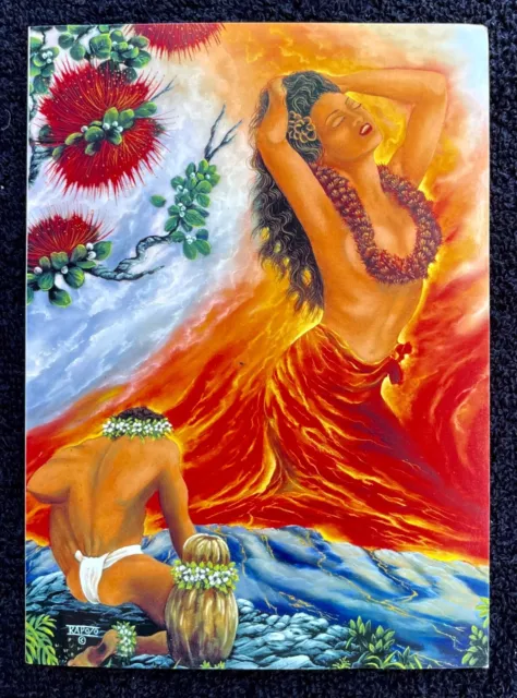 CHANT TO PELE by WARREN RAPOZO Hawaiian Artist VOLCANO GODDESS HAWAII Notecard